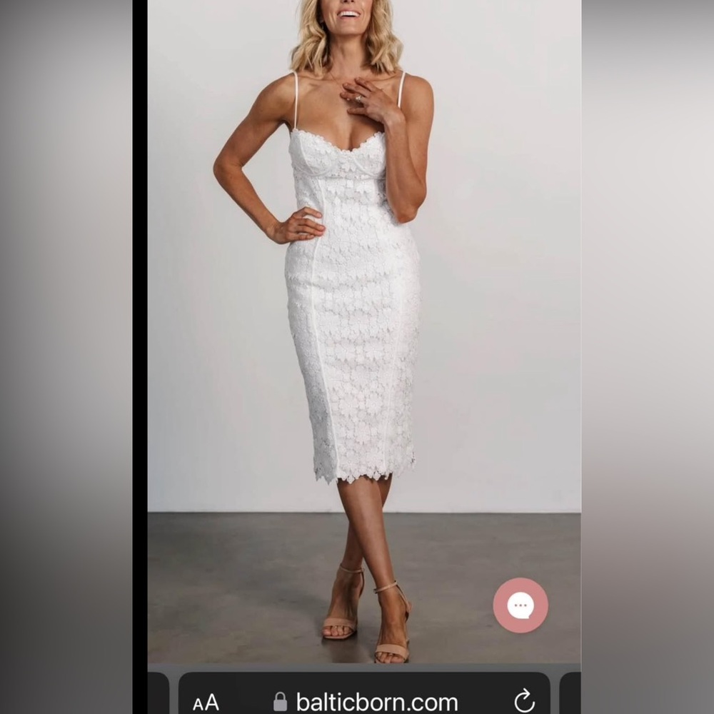 Elegant White Lace Midi Dress